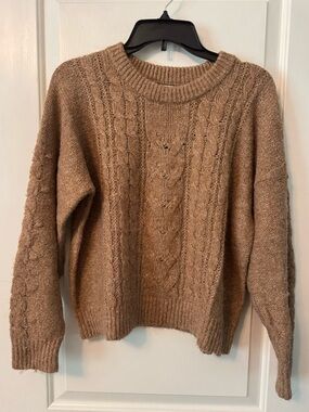 Old Navy Cable Knit Crewneck Sweater - Taupe Brown